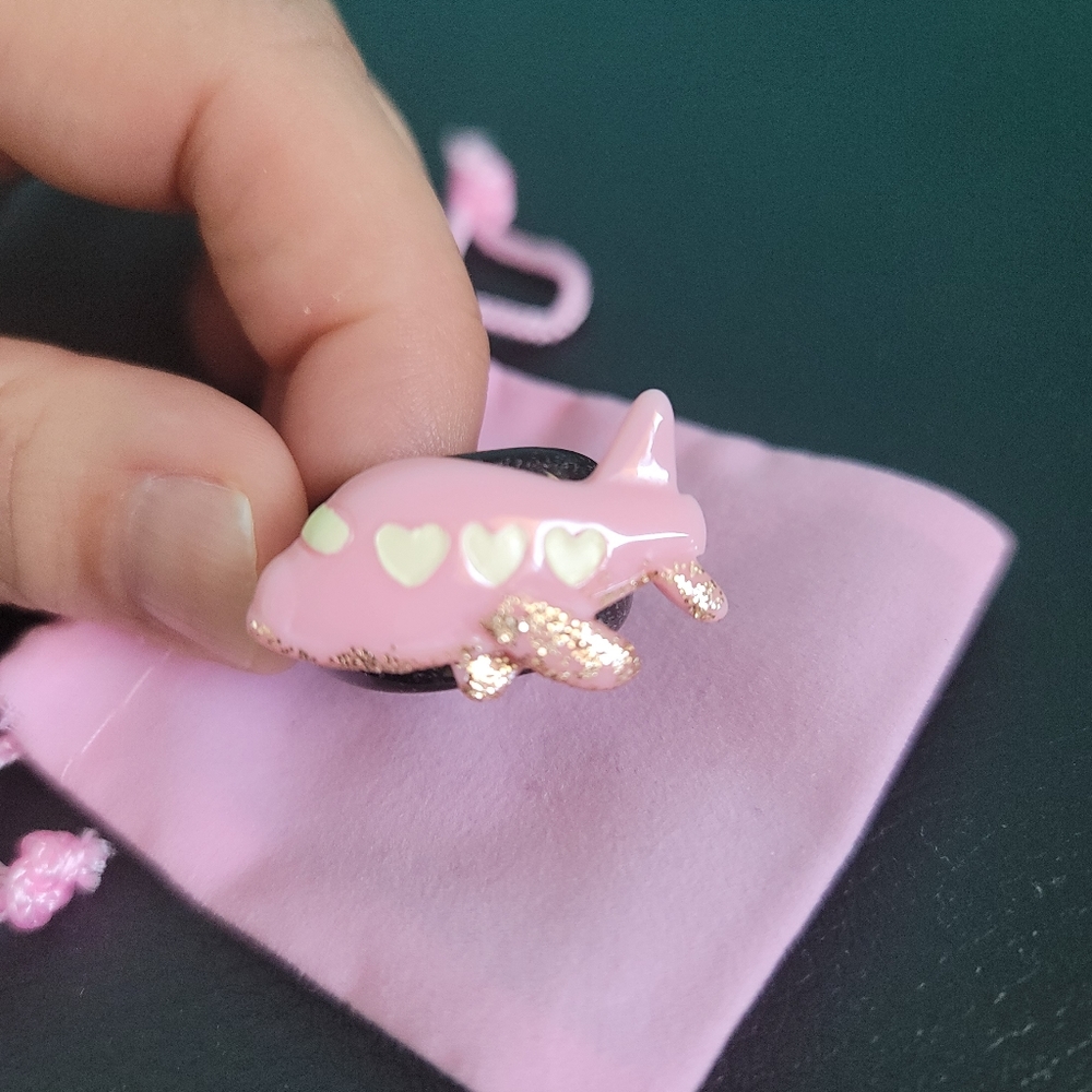 Stoney Clover Lane Pink and Gold Airplane Ring